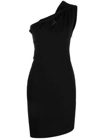 Givenchy One-shoulder Cutout Twisted Jersey Mini Dress In Black