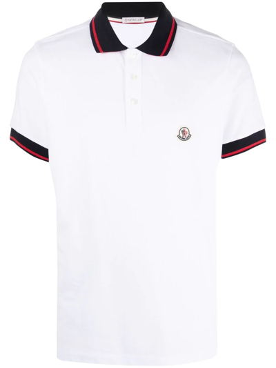 Moncler Logo Embroidered Polo Shirt In White