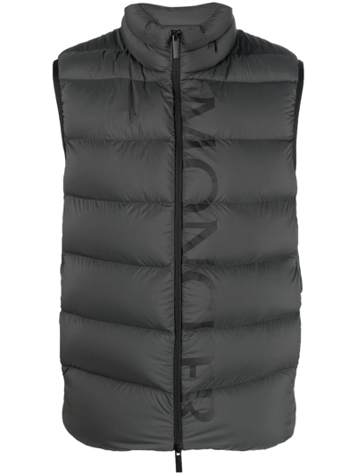 Moncler Amak Brand-print Relaxed-fit Shell-down Gilet In Grey