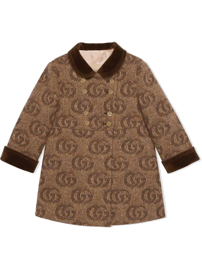 Gucci Babies' Kids Wool Gg Coat (4-12 Years) In Brown