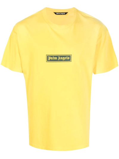 Palm Angels Logo印花棉质 T恤 In Yellow