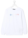 Balmain Cotton Sweatshirt With Logo In White