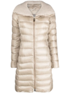 Herno Knitted-collar Padded Coat In Neutrals