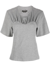 Isabel Marant Zazie Gathered Cotton T-shirt In Grey