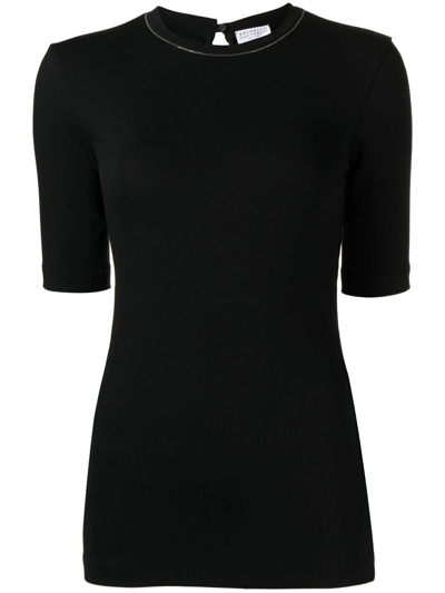 Brunello Cucinelli Monili-detail Cotton T-shirt In Black