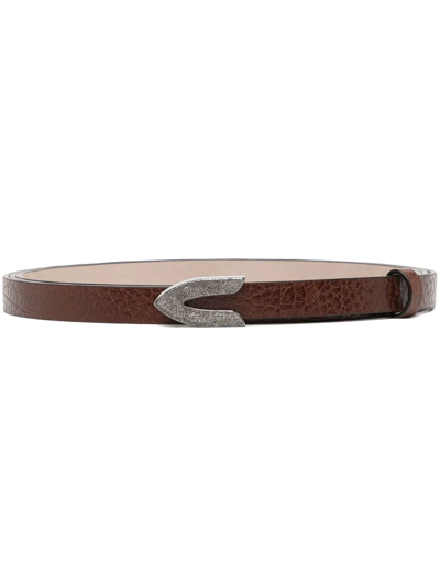 Brunello Cucinelli Thin Buckle Belt In Brown
