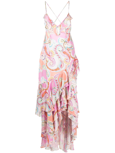 Milly Edra Summer Paisley High-low Dress In Pink Multi