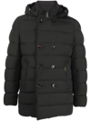 Moorer Double-breasted Hooded Quilted Down Jacket In Green