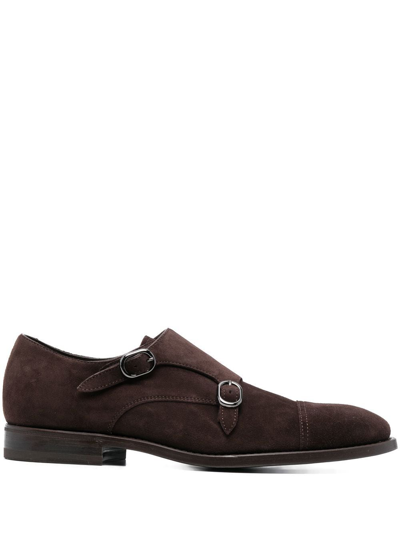 Henderson Baracco Suede Monk Shoes In Brown