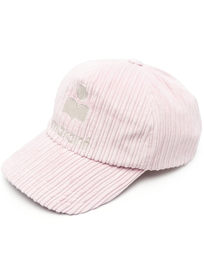 Isabel Marant Embroidered-logo Corduroy Cap In Pink