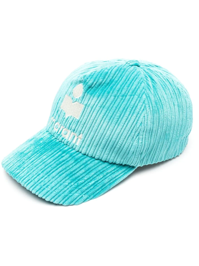 Isabel Marant Logo-print Corduroy Cap In Blue