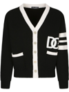 Dolce & Gabbana Dg Logo Virgin Wool Cardigan In Multicolor