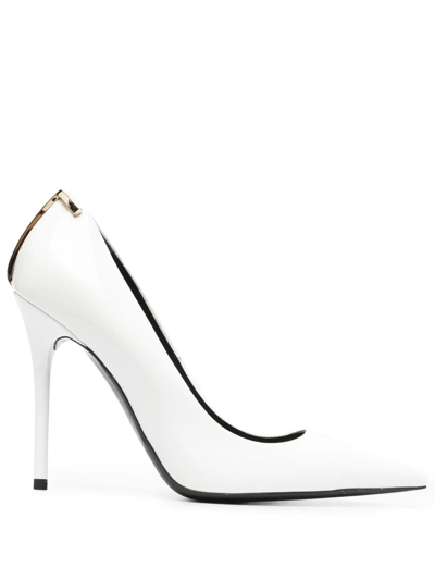 Tom Ford Iconic T Medallion Patent Pumps In 화이트
