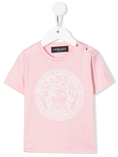 Versace Babies' Medusa Crew-neck T-shirt In Pink