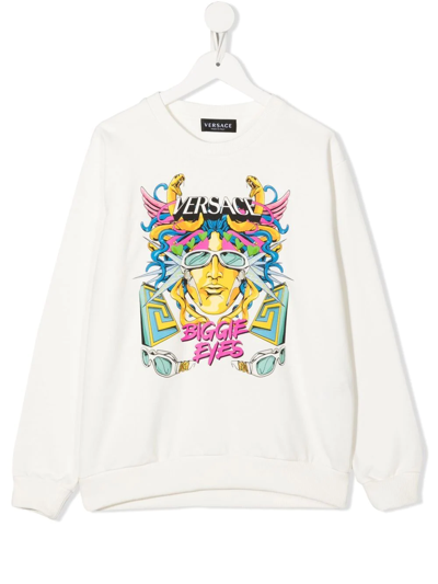 Versace Kids' Biggie Eyes Graphic-print Sweatshirt In White