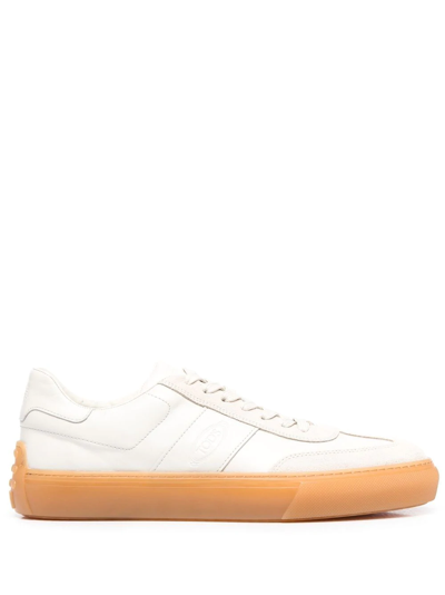 Tod's Lace-up Low-top Sneakers In Bianco Latte