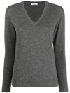 Brunello Cucinelli V-neck Cashmere Jumper In Grey