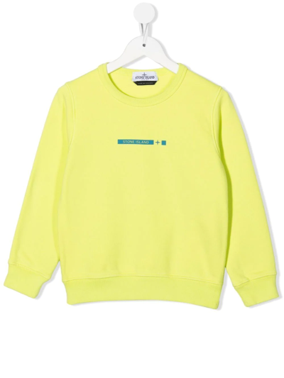 Stone Island Junior Kids' Logo-print Detail Sweatshirt In Yellow