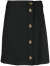 Ganni Summer Noir A-line Black Viscose Skirt With Buttons Woman In Black
