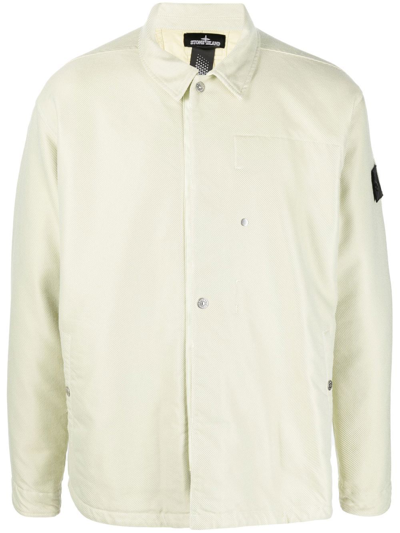 Stone Island Shadow Project Logo-patch Cotton Shirt Jacket In Green