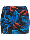Louisa Ballou Embellished Floral-print Recycled Stretch-jersey Mini Skirt In Black