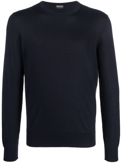 Z Zegna Crew-neck Cashmere Jumper In Blue