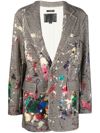 R13 Paint Splatter Oversize Virgin Wool Blazer In Brown