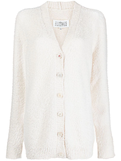 Maison Margiela V-neck Knitted Cardigan In White