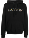 Lanvin Curb Brand-embroidered Cotton-jersey Hoody In Black