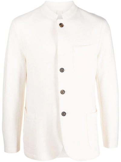 Eleventy Single-breasted Wool Blazer In White