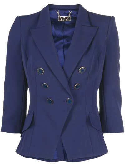 Elisabetta Franchi Fitted Double-breasted Blazer In Blue