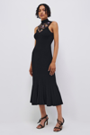 Simkhai Meredith Ribbed Beaded Combo Midi Dress In Black