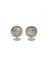 Tateossian Round Vintage Skeleton Rhodium Plated Metal Cut Out Mechanical Cufflinks In Metallic