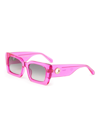 Linda Farrow 'nieve' Thick Acetate Frame Rectangular Sunglasses In Pink