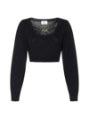 Gcds Lurex Knit Cropped Sweater In Black