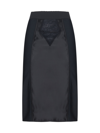 Dolce & Gabbana Midi Skirt In Powernet And Satin In Nero
