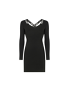 Off-white Ribbed Dress With Crossed Straps Detail Black In Black/grey