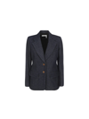 Chloé Single-breasted Denim Blazer With Flap Pockets In Iconic Navy