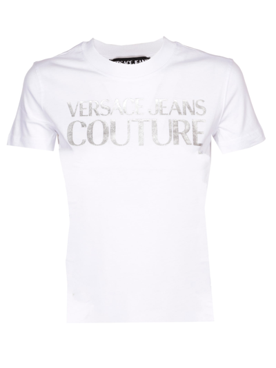 Versace Jeans Couture R Logo Thick Foil T-shirt In White