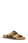 Fendi Ff Jacquard Dual Buckle Slide Sandals In Tobacco,black,dark Honey