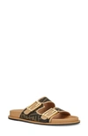 Fendi Ff Jacquard Dual Buckle Slide Sandals In Tobacco Nero