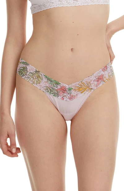 Hanky Panky Print Low Rise Thong In Island Pink/ Lovely Lace