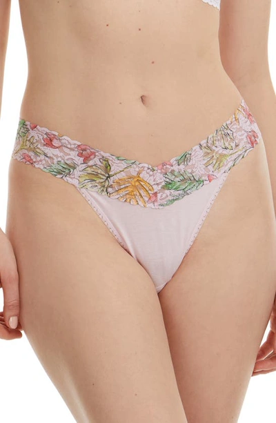 Hanky Panky Original Rise Thong In Island Pink/ Lovely Lace