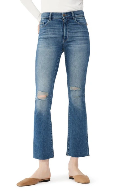 Dl1961 Bridget Instasculpt Distressed High Waist Crop Bootcut Jeans In Waterloo Distressed