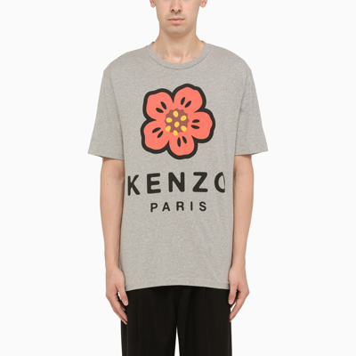 Kenzo Flower-print Relaxed-fit Cotton T-shirt In Grey