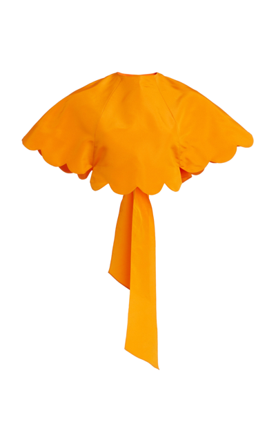 Rosie Assoulin Tie Me Up Buttercup Silk Faille Top In Clementine