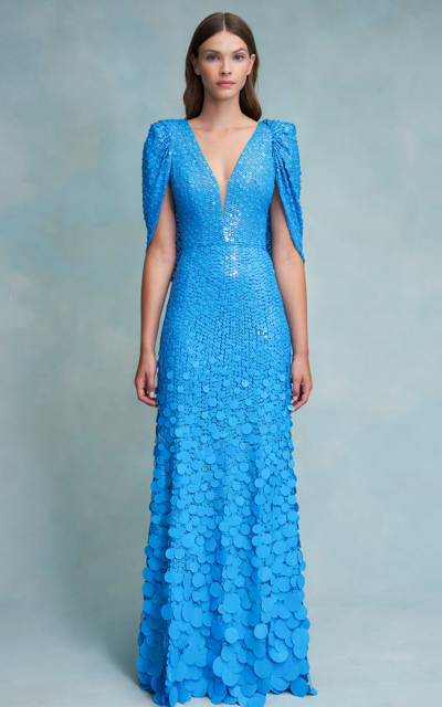 Jenny Packham Women's Mae Beaded Tulle Gown In Blue
