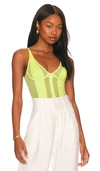 Ow Collection Swirl Bodysuit In Light Green