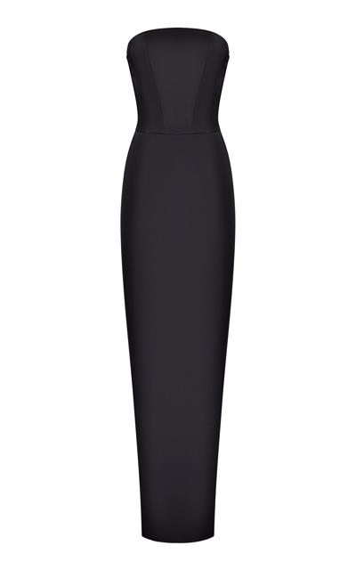 Rasario Black Strapless Corset Maxi Dress