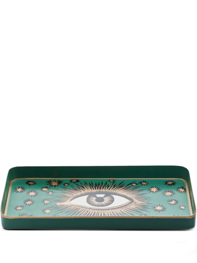 Les-ottomans Eye-motif Tray In Green